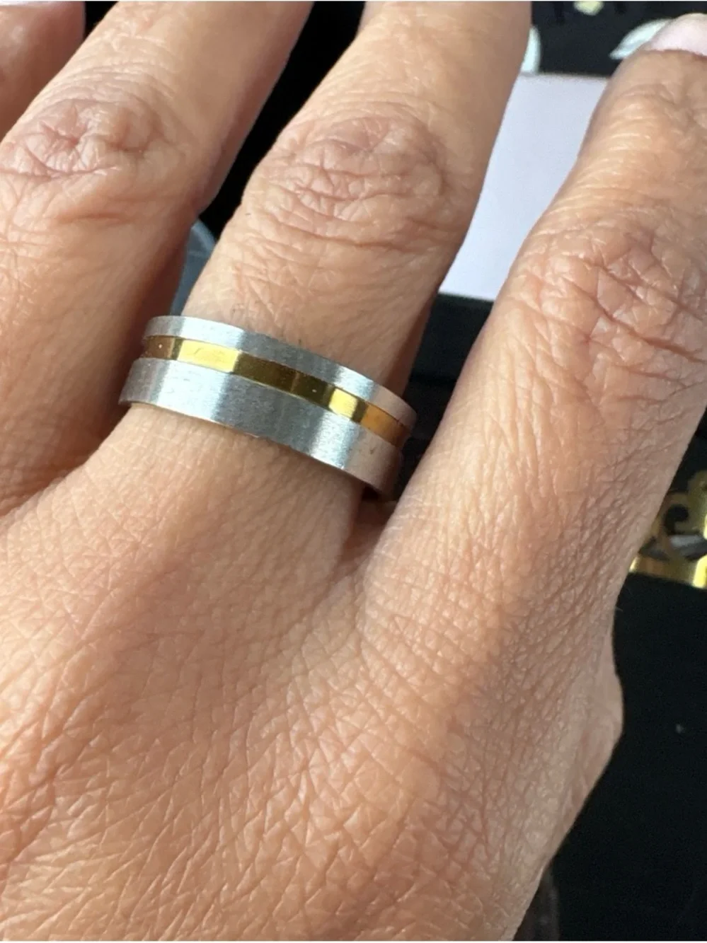 Two-Tone Stainless Steel and Gold Band Ring